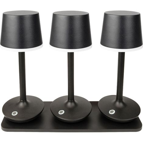 Schwaiger Akku LED Tischleuchten TILA3003 mit Ladeplatte schwarz 3er-Set (1/2)
