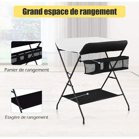 Aqrau Table à langer pour bébé  Table pliante pour nouveau-né  Pliant  Noir et Blanc (1/5)