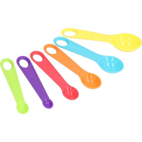 12 pièces jeu de cuillères doseuses colorées en plastique avec tasse doseuse graduée, sûr et pratique pour cuisine et pâtisserie (1/5)