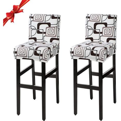 Housse de Chaise, Housse de Chaise de Salle à Manger de Bar Lavable Universel, Housses De Tabouret De Bar avec Dossier, Revêtement de Chaise(Lot de 2) (1/5)