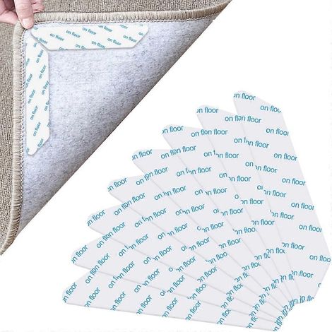 Lot de 8 tapis antidérapants, autocollants pour moquette, accessoires pour cuisine, bureau et salon (blanc) (1/5)