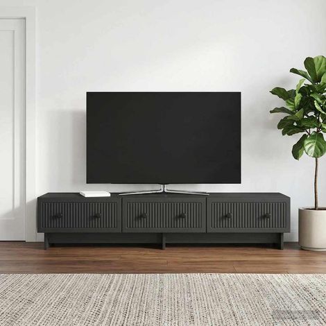 vidaXL Meuble TV avec tiroir Noir 147 x 34,5 x 30 cm Bois d'ingénierie (1/5)