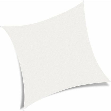 Vela parasole quadrata (2 x 2 m), tessuto HDPE traspirante per la protezione solare, rete ombreggiante da 2 m per cortile, giardino, terrazzo, campeggio, bianca, 2 x 2 m (1/5)
