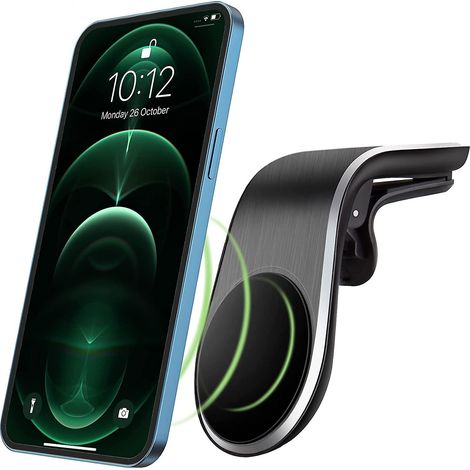 Support magnétique de téléphone de voiture en forme de L pour iPhone 12/13/14 - Compatible avec les grilles d'aération horizontales (1/4)