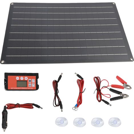 Ortviai Chargeur Solaire Portable 30 W pour Voiture, Moto, Camping-car – Régulateur Intelligent Intégré, Panneau Monocristallin (1/5)