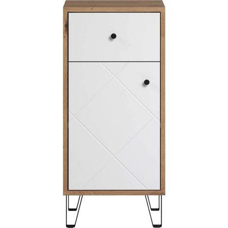 Touch armoire de salle de bain mat blanc, chene décor. (1/5)