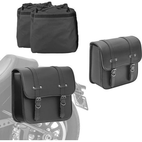 Set 2x Seitentaschen für Custom-Motorräder + Innenbeutel RNO