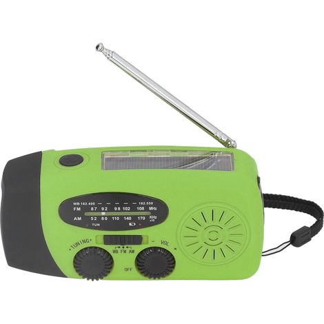 Handkurbel-Solarradio, multifunktionales Notfallradio mit LED-Beleuchtung und Taschenlampe für Camping und Outdoor-Aktivitäten, Green America (1/5)