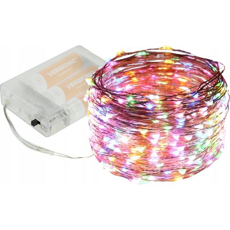 Luci LED per albero di Natale, a batteria, filo decorativo, 10 m, RGB colorate