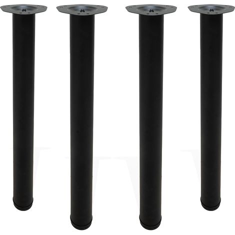 Möbelfüße Metall Schwarz matt 710mm Ø60mm 4er Set Tischbeine höhenverstellbar (1/5)