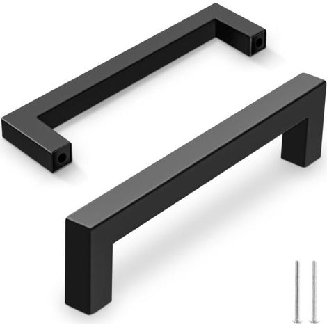 2 pièces Poignées de Meuble Cuisine en Acier Inoxydable Noir [ 96mm ] Design Contemporain pour porte cuisine, Salle de Bain et Tiroirs (1/5)