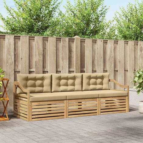 vidaXL Conjunto de sofás de exterior 3 uds. y Beige Poliéster (1/5)