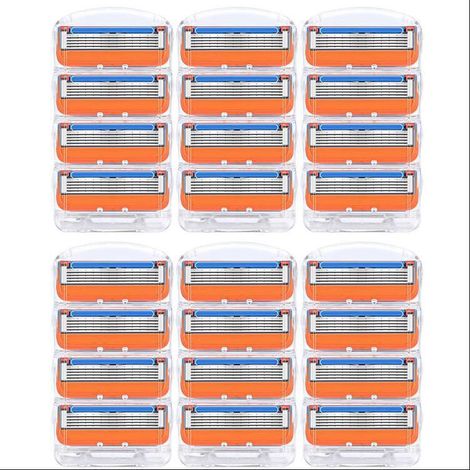 Rasoir manuel à cinq lames, compatible tête de rasoir universelle (24 têtes orange) - Idéal pour barbes courtes, longues et épaisses (1/3)