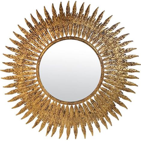 Miroir soleil feuilles doré 63cm (1/2)