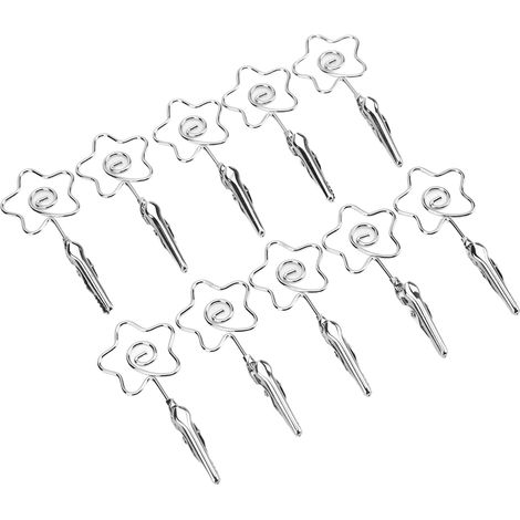 10er-Pack robuste und langlebige doppelseitige Namensschildklammern aus Metall für vielfältige Einsatzmöglichkeiten. Silberner, nummerierter Kartenhalter. (1/5)