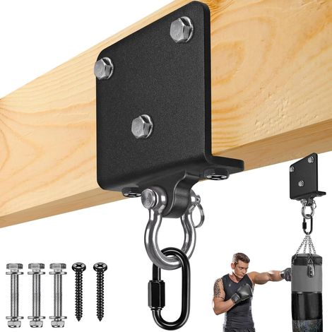 Cintre pour sac de frappe – Support lourd pivotant à 360 ° avec installation au plafond, matériel épais, crochets pour la boxe, le yoga aérien et la salle de sport à domicile (1/5)