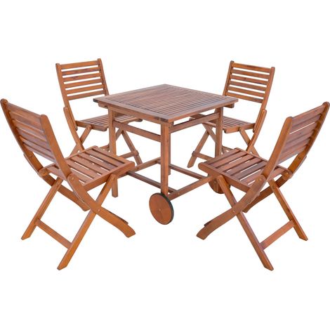 Set di mobili da giardino 5 pezzi in legno di acacia naturale 030010532