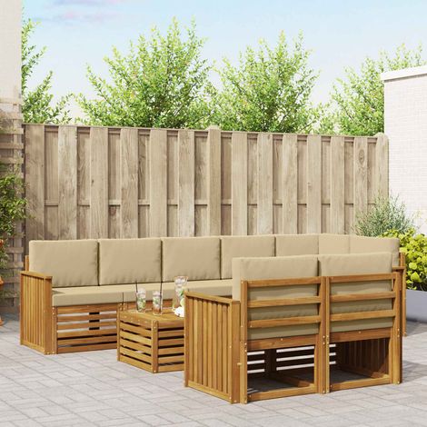 Sofagarnituren 9 pcs Natur und Beige Massivholz Akazie