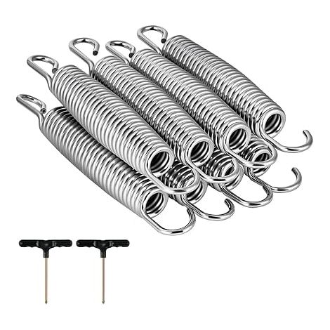 Trampoline Springs, Fitness Trampoline Springs + 2 T-Hooks, Replacement Springs for Trampoline 6ft/8ft/10ft/12ft/14ft (1/5)
