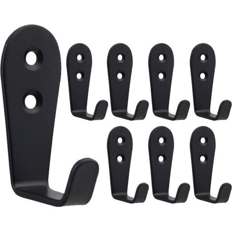 8 Crochets Muraux Noir, Patère Murale Métal Lourd Acier Inoxydable Petit L Crochet Individuel pour Suspendre des Manteau Vêtements Vestes Peignoirs Serviettes Chapeaux Clés Sacs Tasses (1/4)