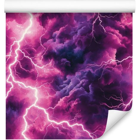 Papel pintado de galaxia en acuarela, morado y violeta, para salón y dormitorio, 50x1000 mm. (1/5)
