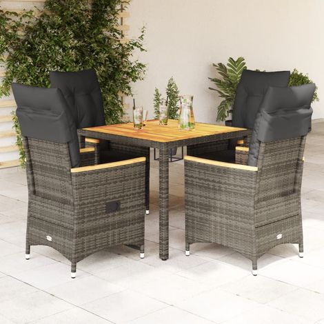 Ensemble à manger de jardin 5 pcs-Salon de jardin coussins gris résine tressée 842912 (1/5)