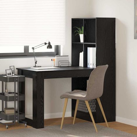Schreibtisch mit Regal Schwarz Eichen-Optik 122 x 67 x 145 cm