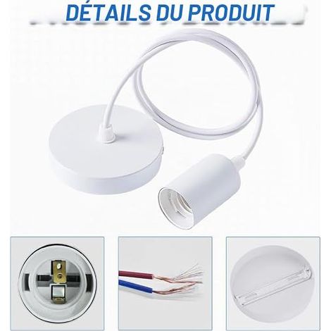 Metal Pendant Light, Adjustable Cable 100CM, Door Lamp Suspension Pendant Hanging Accessories for Ceiling Light, Pendant Light, Living Room (1/4)
