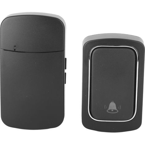 Sonnette sans fil auto-alimentée d'extérieur Ding Dong noire, prise UE 100-230 V (1/5)