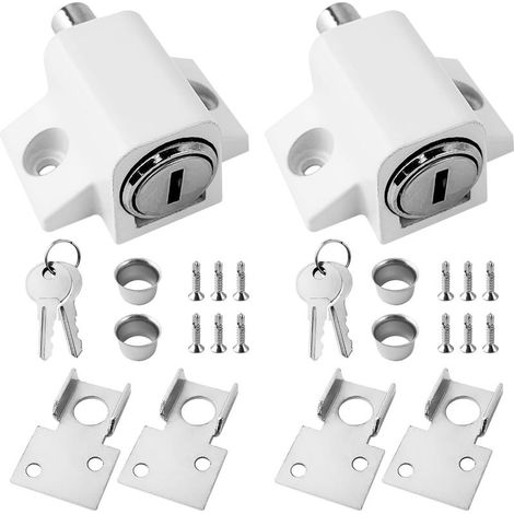 2 Pièces Verrou Baie Coulissante, Résistant à la Corrosion, Antirouille, Facile à Installer, Fermeture Baie Coulissante Convient Uniquement aux Fenêtres Coulissantes Coulissantes (2, Blanc) (1/5)