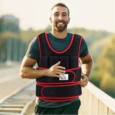 Gilet zavorrato regolabile, doppie cinghie, imbottito, tessuto Oxford nero (1/5)