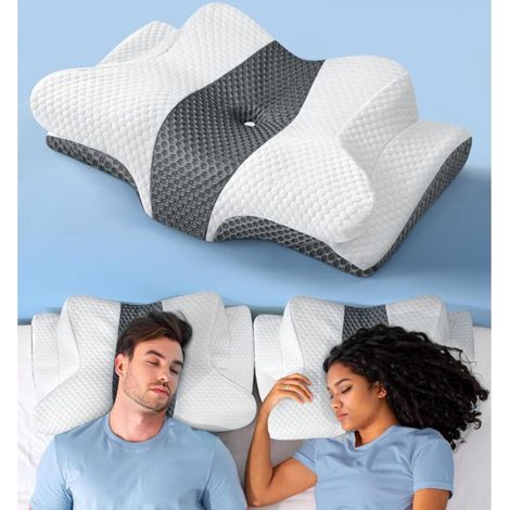 Sleep Doctor - Oreiller cervical pour dormir, ergonomique, pour dormir, oreiller orthopédique rafraîchissant pour soulager la douleur, oreiller en mousse à mémoire de forme pour les dormeurs sur le do (1/3)