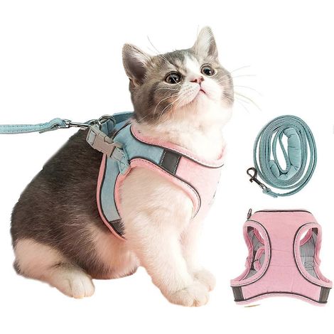 Sac de transport pour chatons 2024, sac de transport anti-fugue pour chatons avec laisse de promenade, gilet rembourré ajustable (1/5)