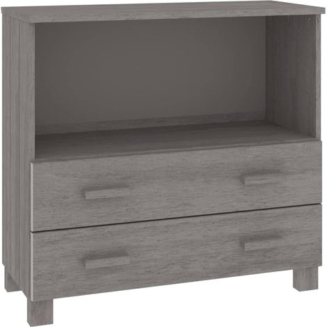 Credenza cassettiera cassettiera mobile contenitore organizer cucina soggiorno luminoso 85 x 35 x 80 cm legno massello di pino grigio 020032160