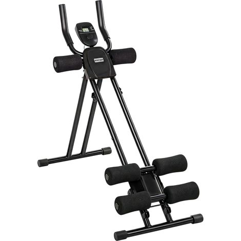 Appareil à abdominaux pliable - 92x41x83 cm, noir - Avec écran LCD, double rail, mousse PVC et cadre en acier - Pour musculation, fitness à domicile - Design compact (1/5)