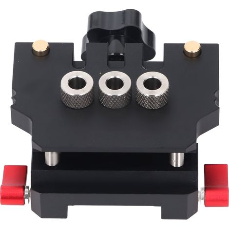 Guide perçage auto-centrant pour tourillon aluminium plateau bois portable calibreur trous chevilles 12-26mm avec 3 mèches 6-8-10mm (1/5)