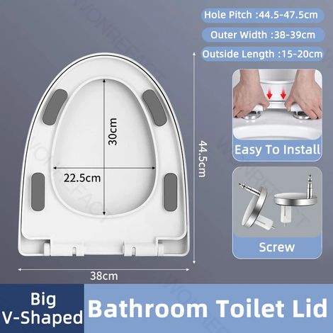 (Abattant de toilettes - A6) Abattant de toilettes pour salle de bain, installation facile, siège ovale allongé, abattant de toilettes à arc élargi, siège de toilettes rond, fermeture silencieuse (bla (1/5)