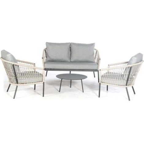 Lounge-Set Seaside Polyrope hellgrau Aluminium (1/5)
