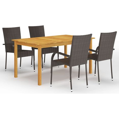 Set da pranzo da giardino marrone da 5 pezzi 020013811
