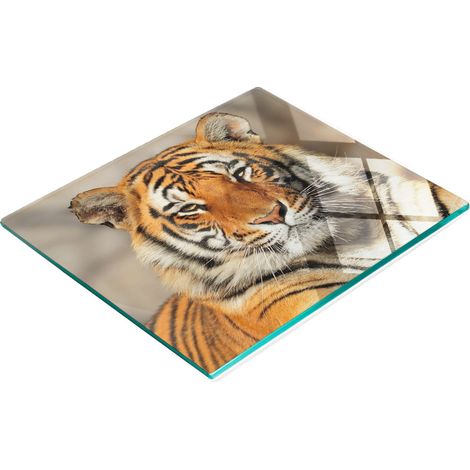 Dekoratives Küchenschneidebrett aus Glas, Motiv: Bengal-Tiger, 60 x 52 cm (1/5)