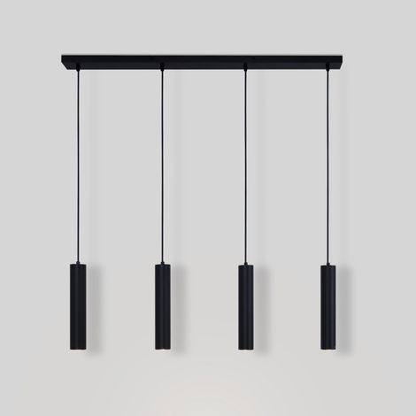 Suspension minimaliste 4 tubes « Bila 4 » - GU10 - Noir (1/5)