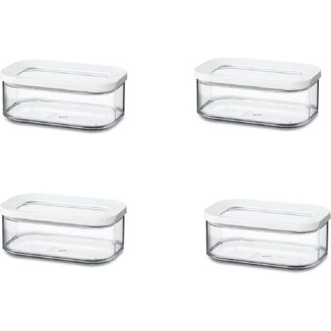 Lot de 4 boîtes de conservation de 425 ml blanches idéales pour la conservation des aliments secs (1/3)