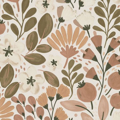 Vliestapete - La Terrasse - Creme Terrakotta Braun Blumen Floral Erismann - 1051811 (1/4)