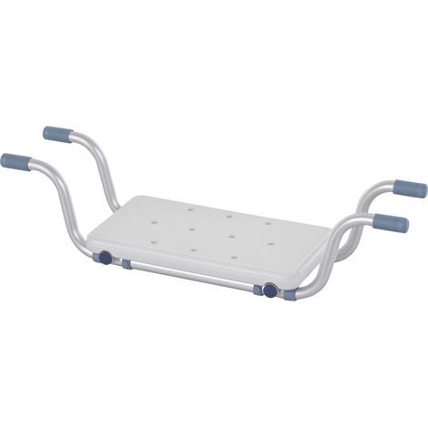 Bathtub Seat - Adjustable Hanging Bath Seat - Bathroom Stool - Dimensions: 73-83L x 22W x 18H cm - Aluminum, HDPE, White (1/5)
