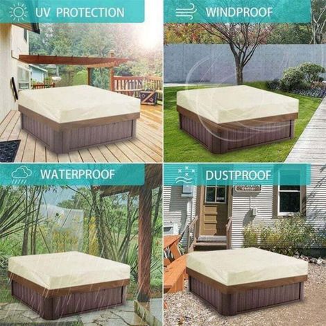 Housse de protection pour jacuzzi - - Carrée - 207x207x30 cm - Résistante aux UV - Imperméable - Anti-poussière (1/4)