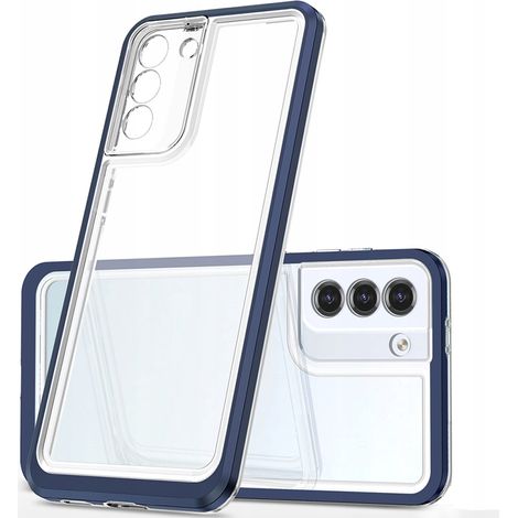 Custodia trasparente 3 in 1 per Samsung Galaxy S22+ (S22 Plus) con cover in gel e cornice blu (1/5)