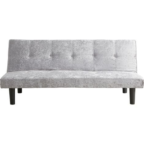 Crushed Velvet Sofa Bed in Silver
