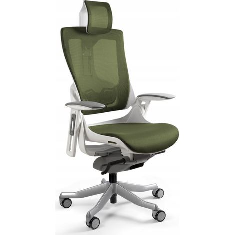 Silla de oficina de malla Wau 2 NW46 color verde oliva/blanco (1/5)