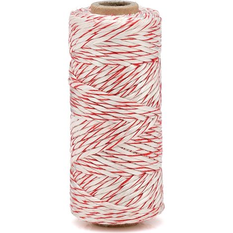 La cordeline Spago Rosso e Bianco 50 m Corda Bicolore per imballaggi, Giardinaggio, Fai da Te