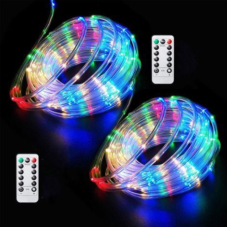 Lot de 2 guirlandes lumineuses LED rechargeables par USB, 10 m (33 pi), 100 LED